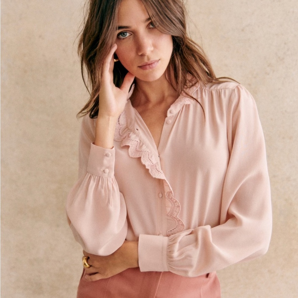 Sezane Chlo Shirt powder pink (38)